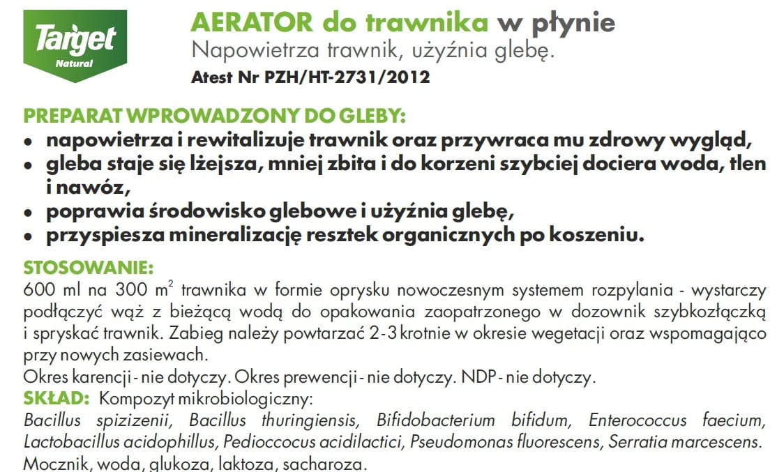 Aerator Do Trawnika w P³ynie 600 ml Target - obrazek 3