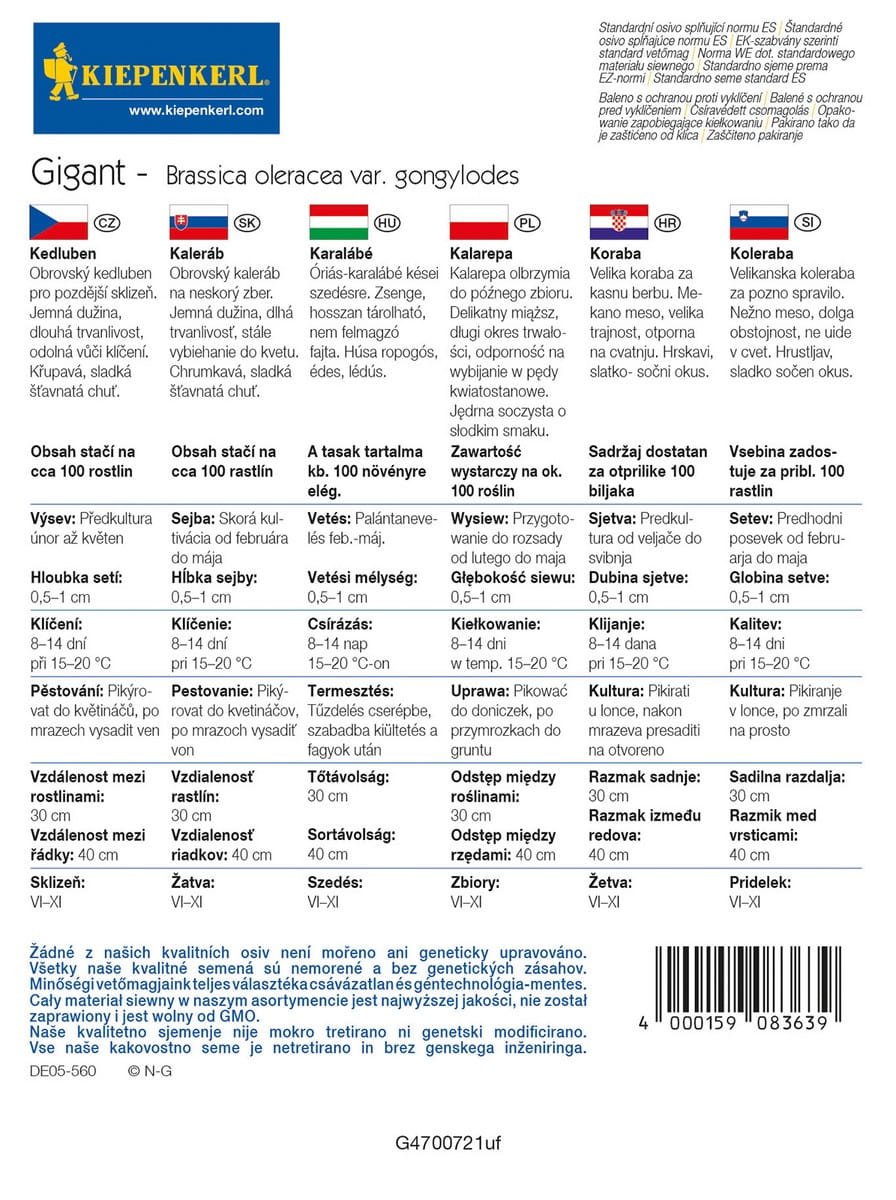 Kalarepa 'Gigant' Na Póny Zbiór Kiepenkerl - obrazek 2