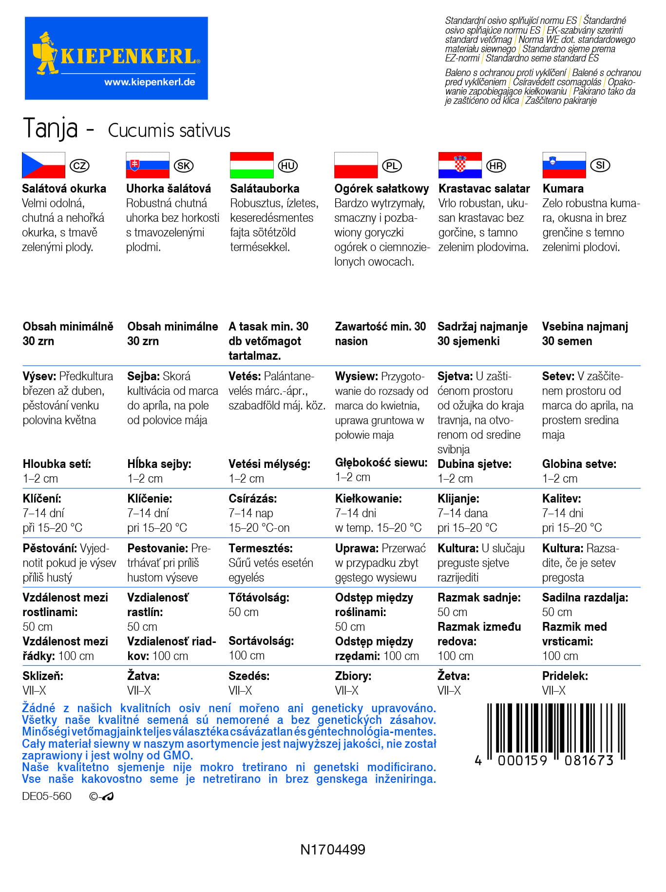 Ogórek 'Tanja' Szklarniowy Kiepenkerl - obrazek 3