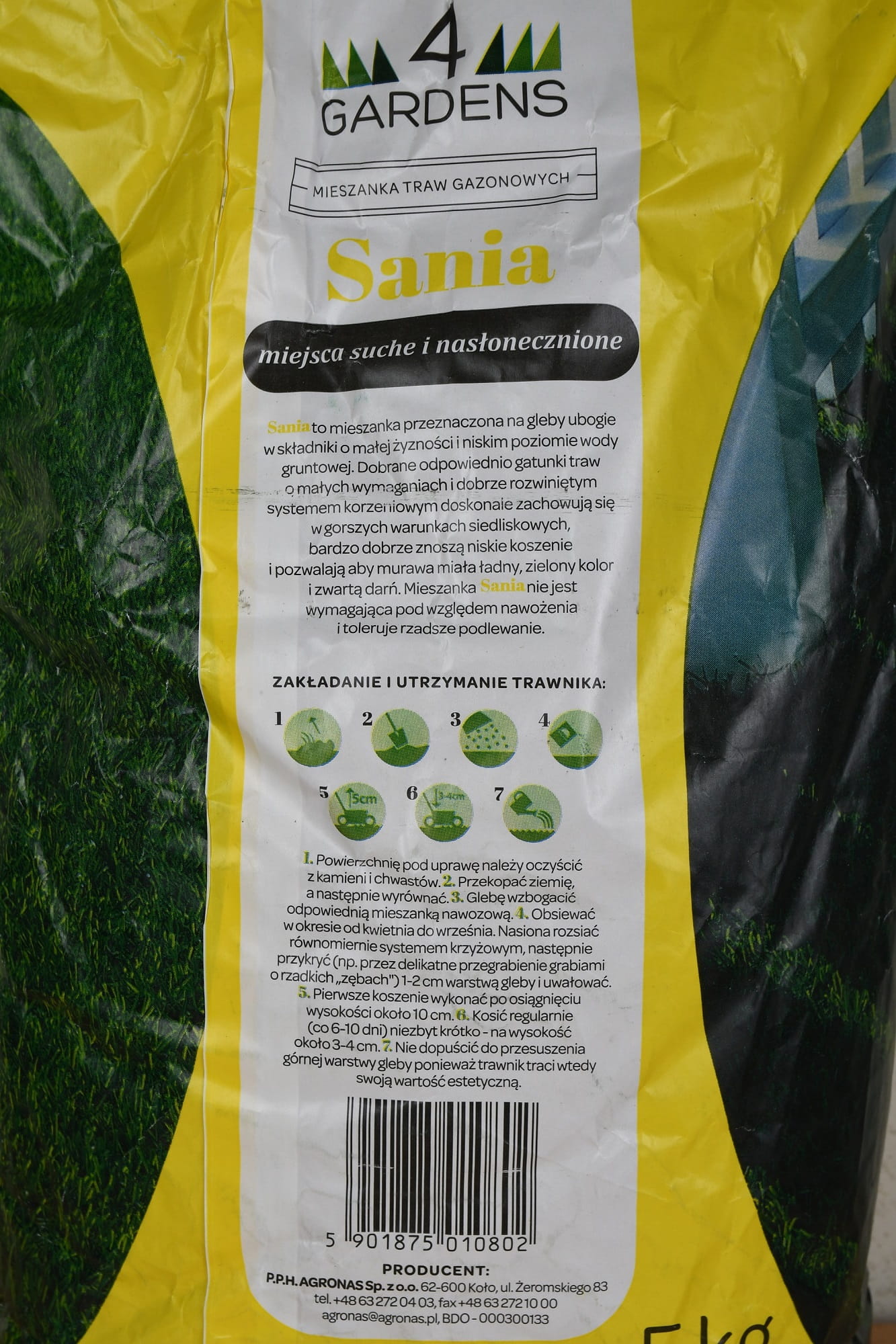 Mieszanka Traw Gazonowych Na Miejsca Suche i S³oneczne Sania 5 kg 4Gardens - obrazek 2
