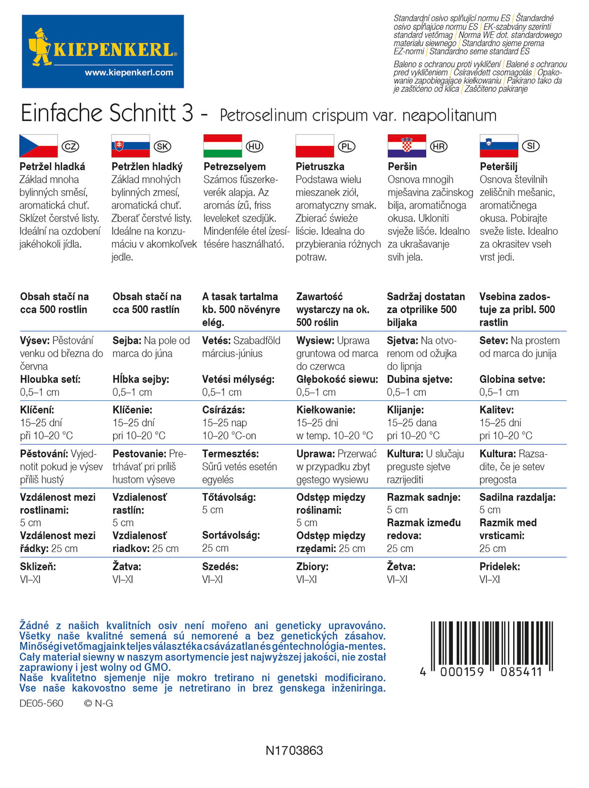 Pietruszka Naciowa 'Einfache Schnitt' Kiepenkerl - obrazek 2