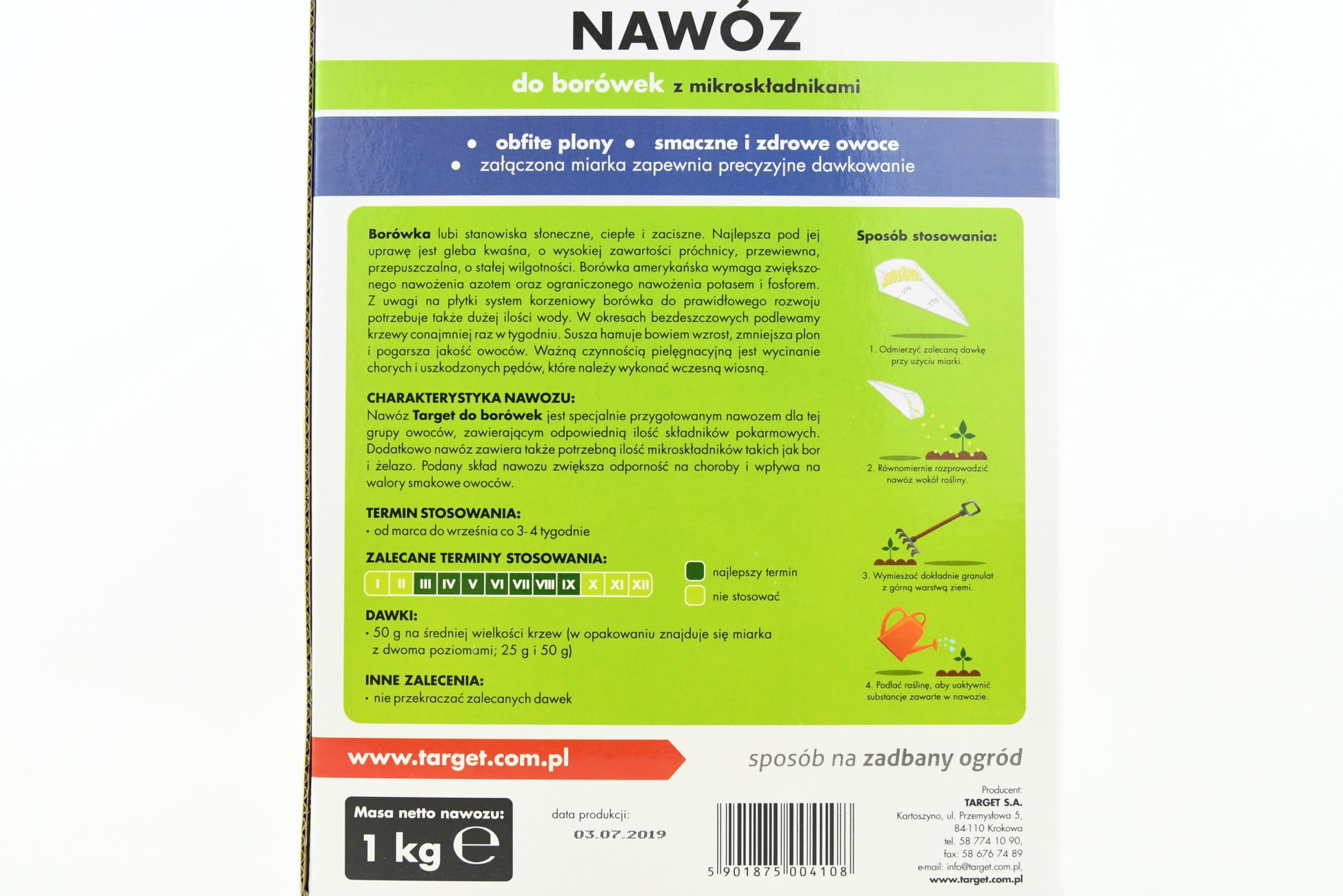 Nawóz Do Borówek z Mikroelementami 1 kg Target - obrazek 3